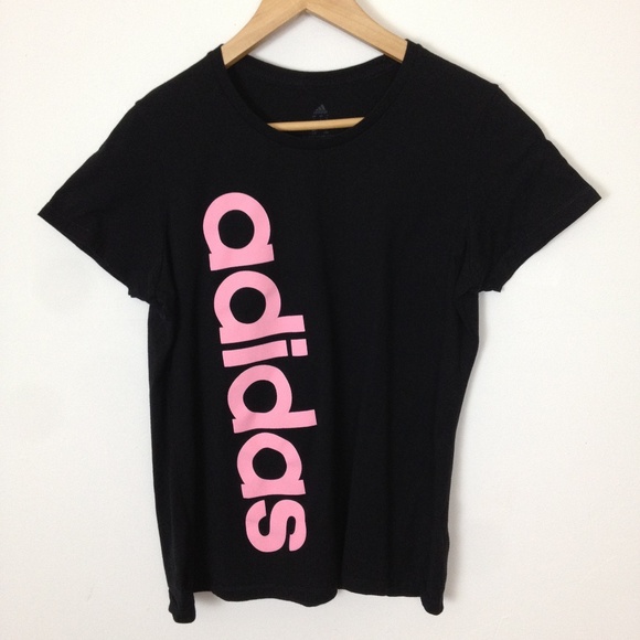adidas Tops - Adidas Women 100% Cotton L Black Pink T-Shirt